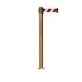 Montour Line Stanchion Belt Barrier Fixed Base Sat.Brass Post 9ft.Red/White Belt MX630F-SB-RWD-90